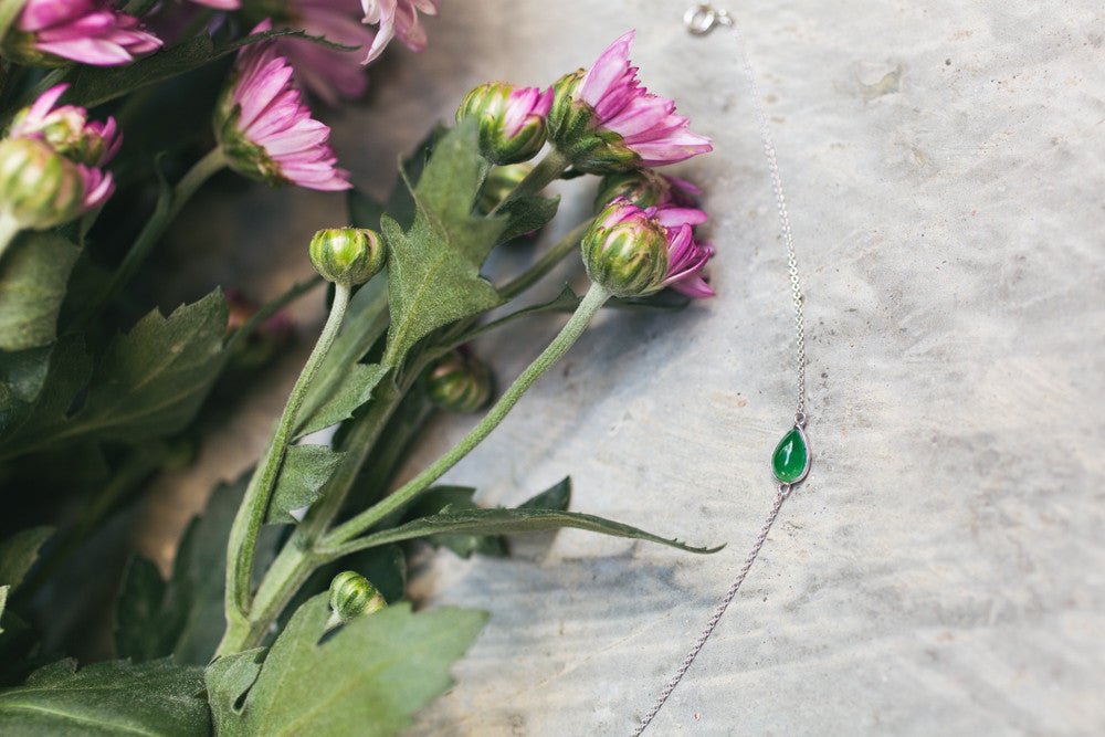 Small pear shaped bracelet with imperial jade | TRACE modern jade jewelry