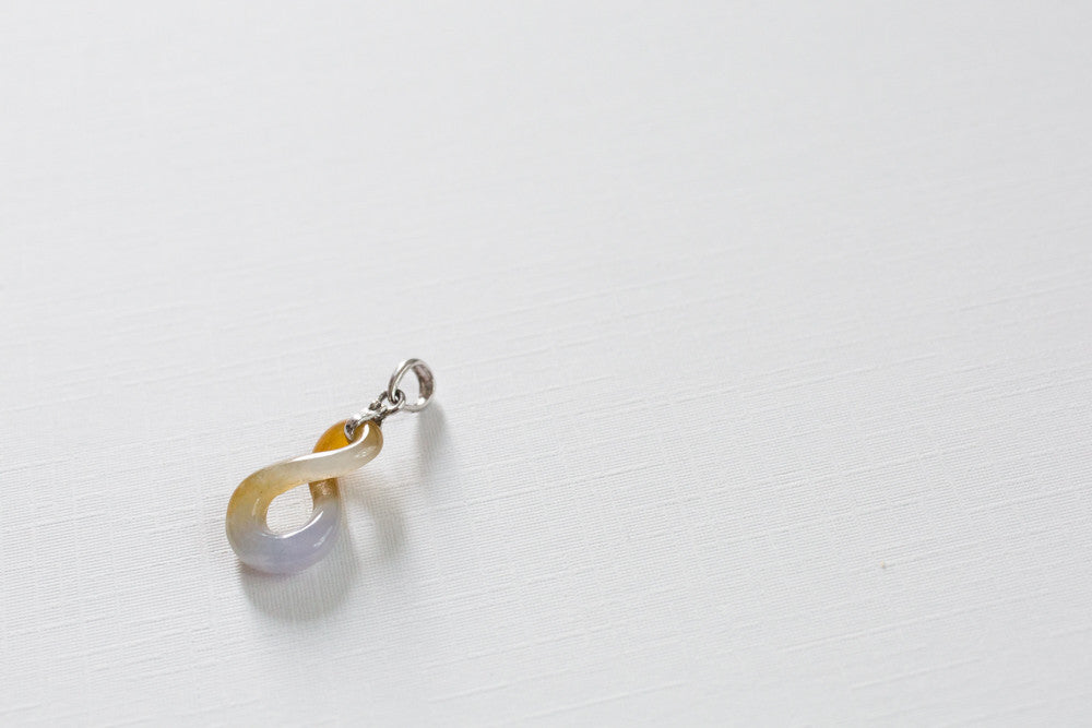 Infinity necklace pendant | Carve jade in amber and lavender colors