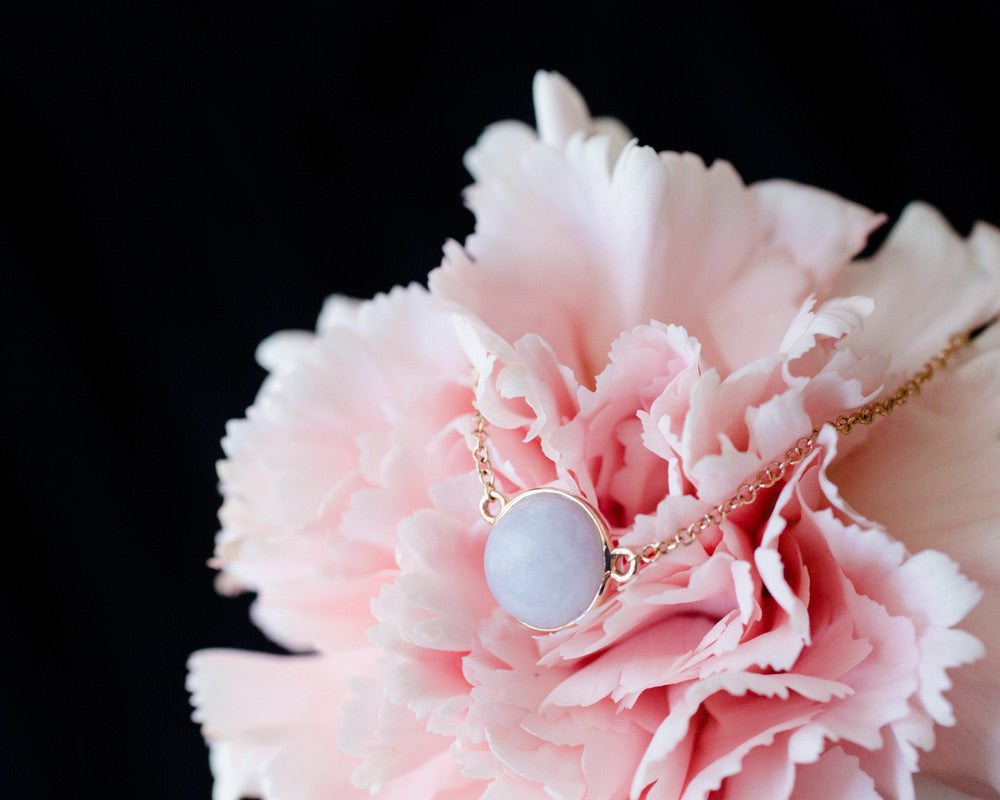 Eileen by TRACE | lavendar jade necklace in real rose gold