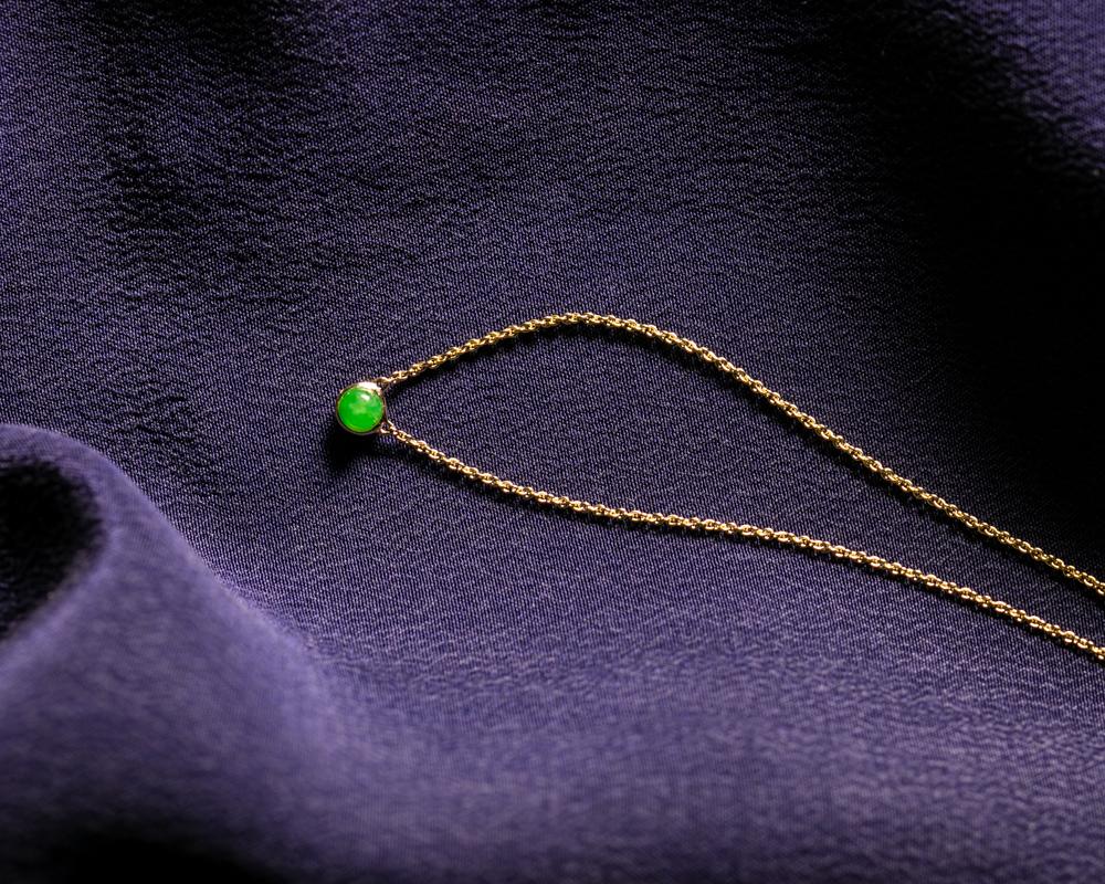 Burmese jade solitaire necklaces for sale | Green solid jade | Jade jewelry by TRACE