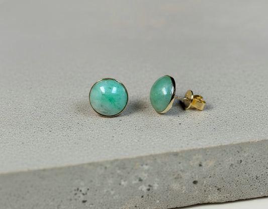 14k gold green jade stud earrings | TRACE Jade