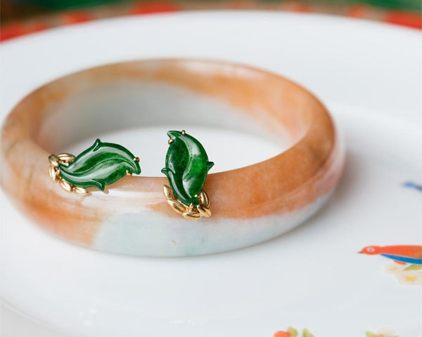 Jade Leaf Earrings and Bangle | Natural Jadeite Jewelry Designs | TRACE