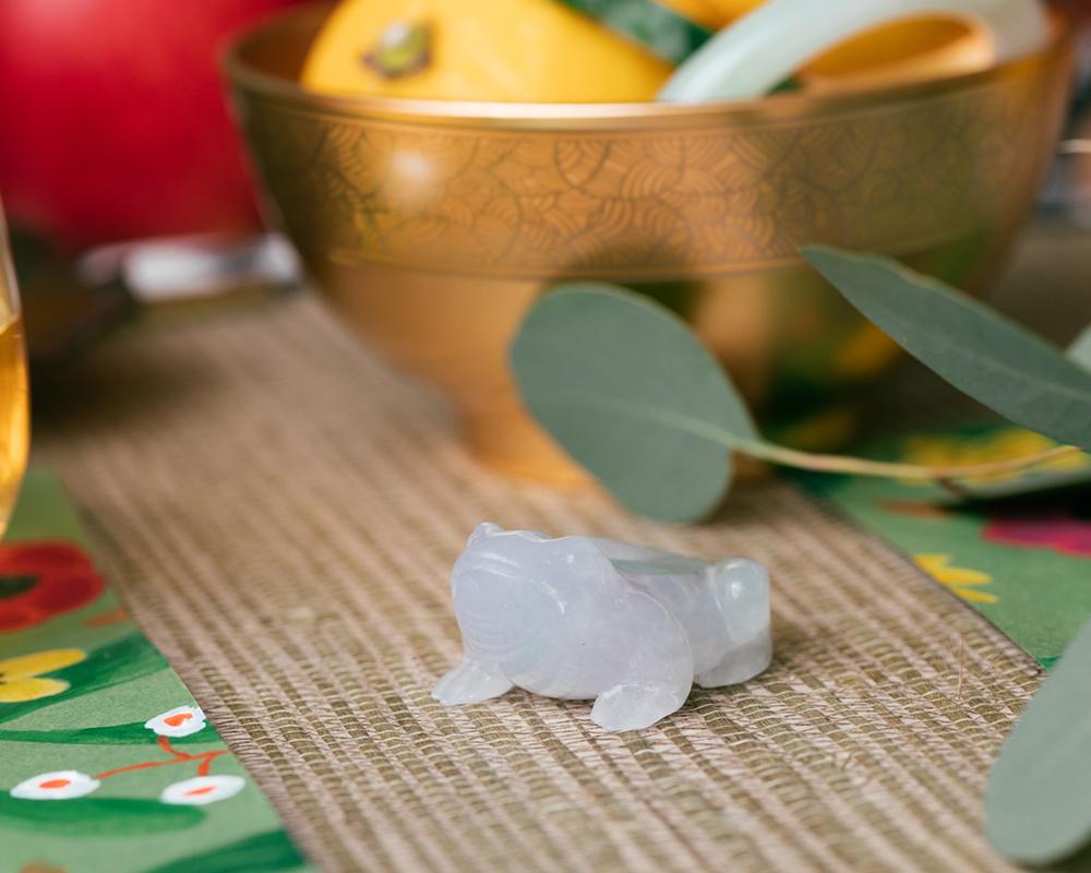 Jade Frog Lucky Charm Display - Natural Untreated Lavender Jadeite