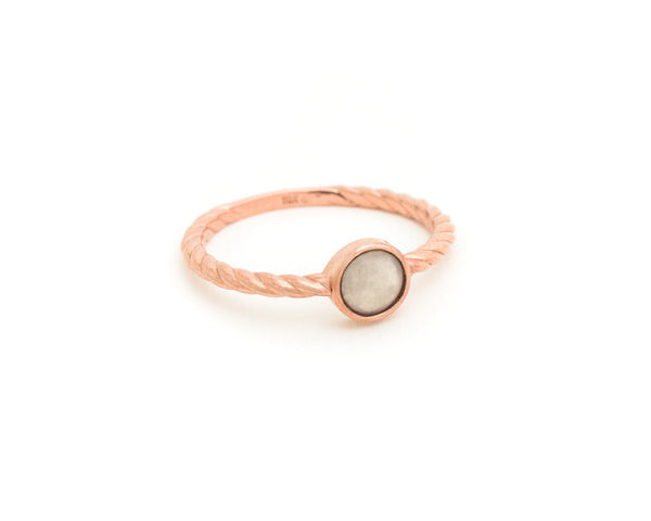 White jade ring in rose gold - TRACE jade jewelry