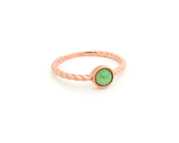 Green jade ring - TRACE modern jade - rose gold with mint green jade