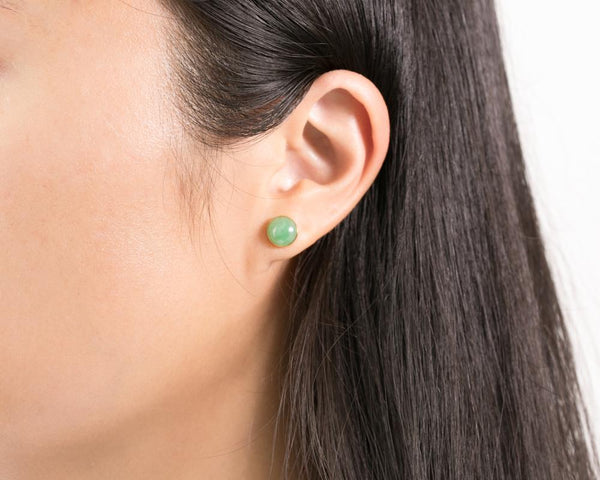 Green Jade Stud Earrings in 14k Gold | Modern Jade Jewelry by TRACE