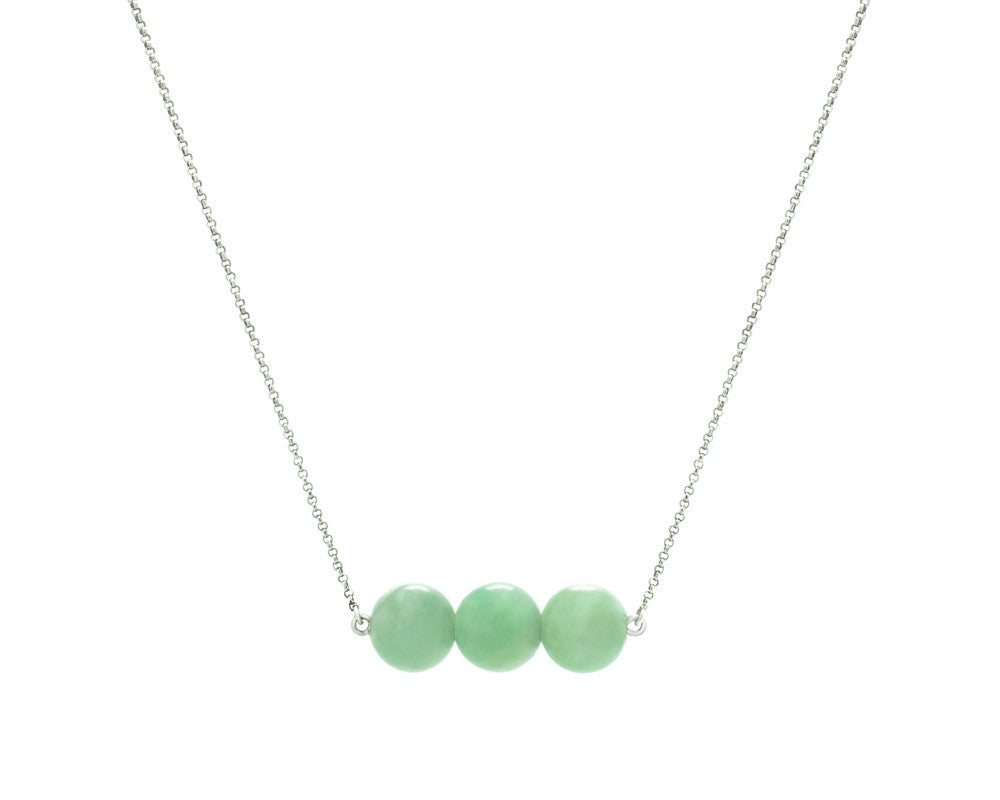 Bar Necklace with Green Jade in White Gold | Modern Jade Designs by TRACE