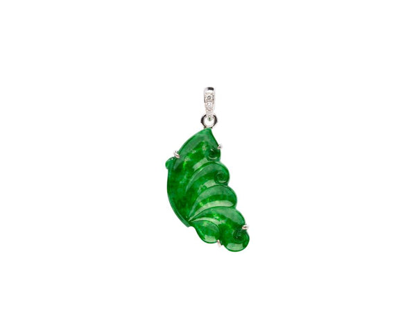 Carved Jade Butterfly Pendant Set with Diamonds | Grade A Jadeite Pendant | Jade jewelry by TRACE
