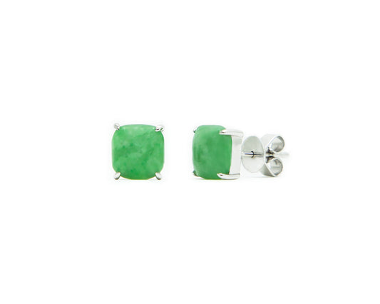 Green Jade Stud Earrings in White Gold | Modern Jade Designs by TRACE