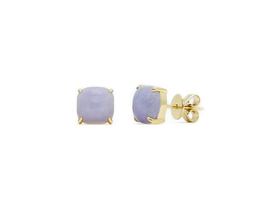Light Purple Jade Stud Earrings in Yellow Gold | Modern Jade Designs by TRACE