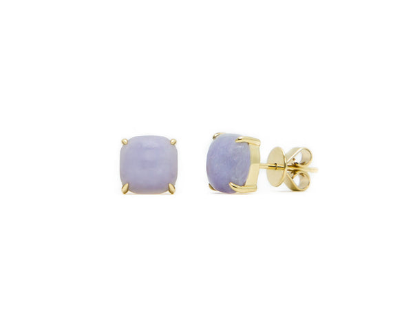 Light Purple Jade Stud Earrings in Yellow Gold | Modern Jade Designs by TRACE