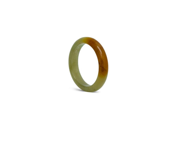 Mossy Green and Walnut Brown Jade Ring | Modern jade designs at TRACE