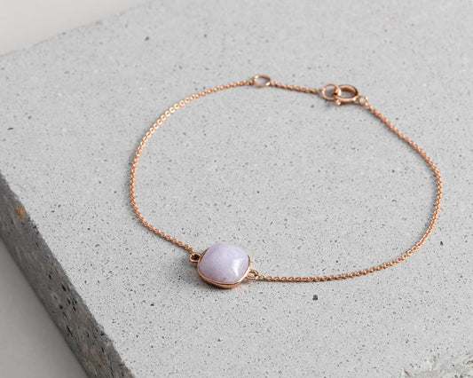 Lavender Jade Bracelet in Rose Gold | Modern Jade Designs by TRACE