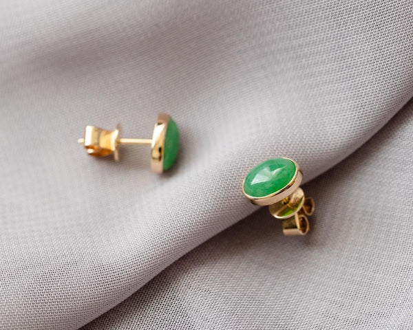 Green Jade Stud Earrings | Modern Jade Jewellery Hong Kong | TRACE