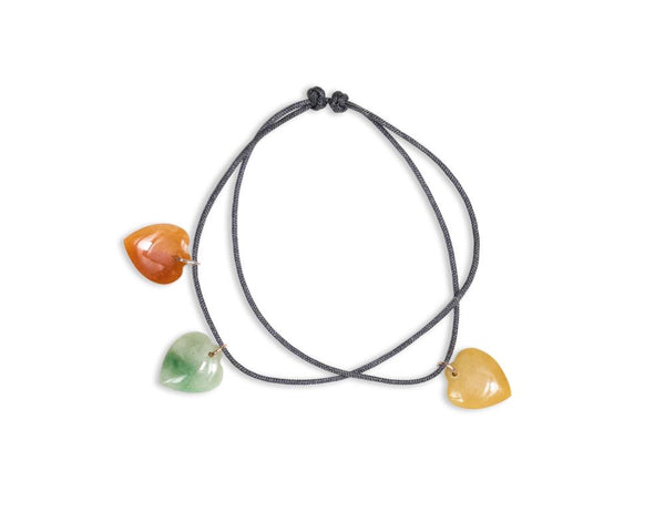 Adjustable Cord Bracelet with Chinese Knot. Summer colors with colorful natural jade.