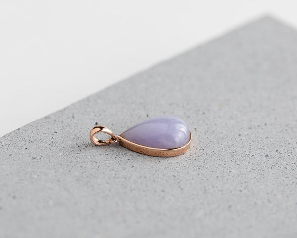 Lavender pear shaped jadeite pendants | Natural jade pendants at TRACE