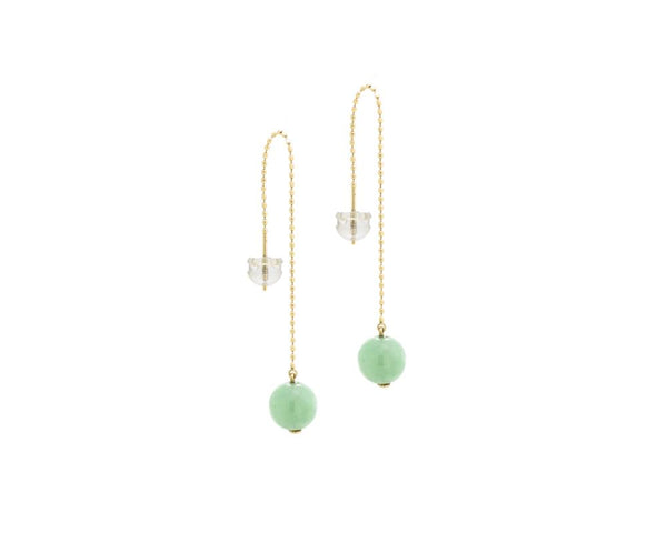Modern Jade Earrings in Dangling Threader Style