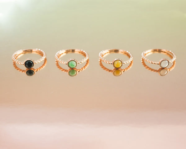 Many colors of jade - Jade rings in rose gold - TRACE jewelry designs