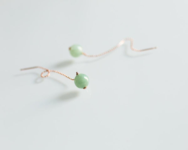 Natural Grade A Jadeite Earrings in Modern Design