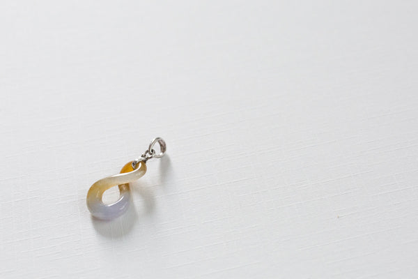 Infinity necklace pendant | Carve jade in amber and lavender colors