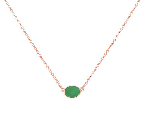 Rose Gold Green Jade Pendant Necklace | Oval Cut