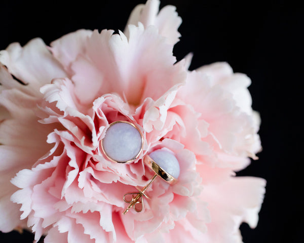 Nessa by TRACE | rose gold stud earrings in lavender jade