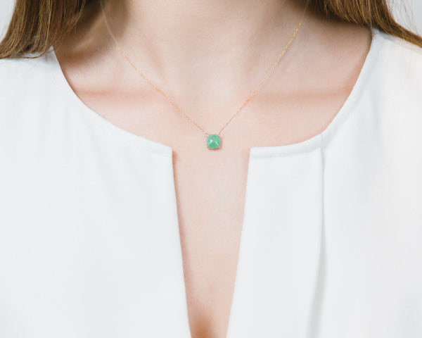 Green Jade Pendant Necklace in Yellow Gold | Modern Jade Designs by TRACE