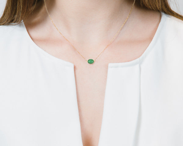 Green Jade Cabochon Necklace by TRACE Jade Jewelry