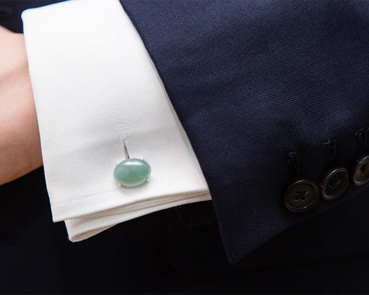 Men's Jade Cufflinks in White Gold | TRACE Jade Jewelry