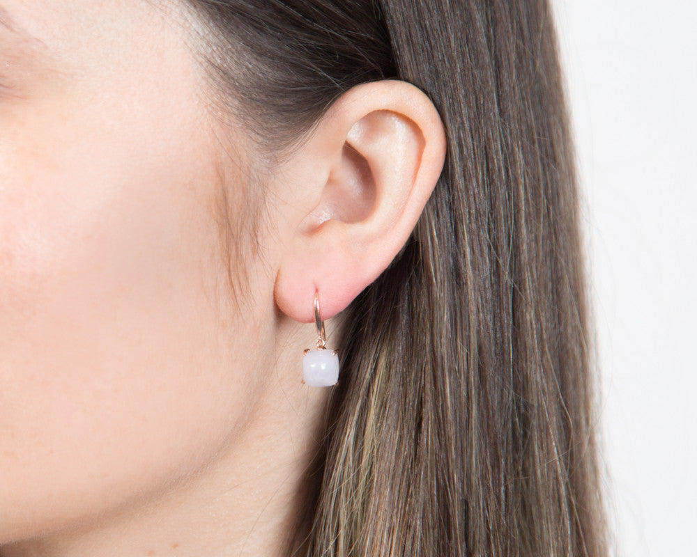 Light Purple Jade Dangle Earrings in Rose Gold | Modern Jade Designs by TRACE