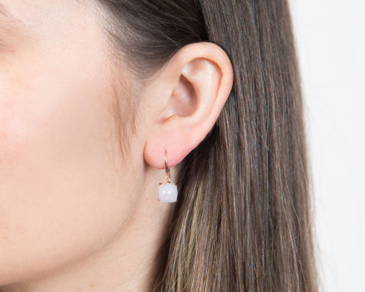 Light Purple Jade Dangle Earrings in Rose Gold | Modern Jade Designs by TRACE