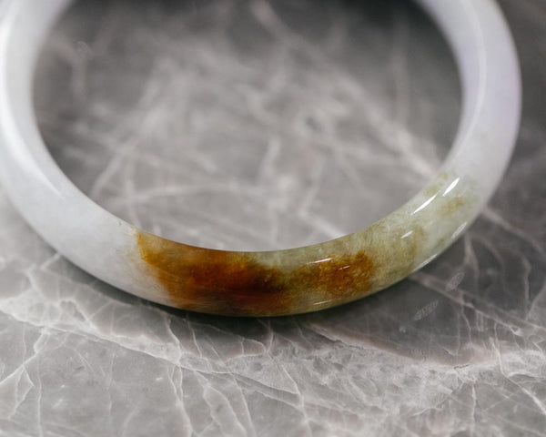 High Quality Jade Bangle | Closeup Details on Deep Amber Textures | tracejade.com