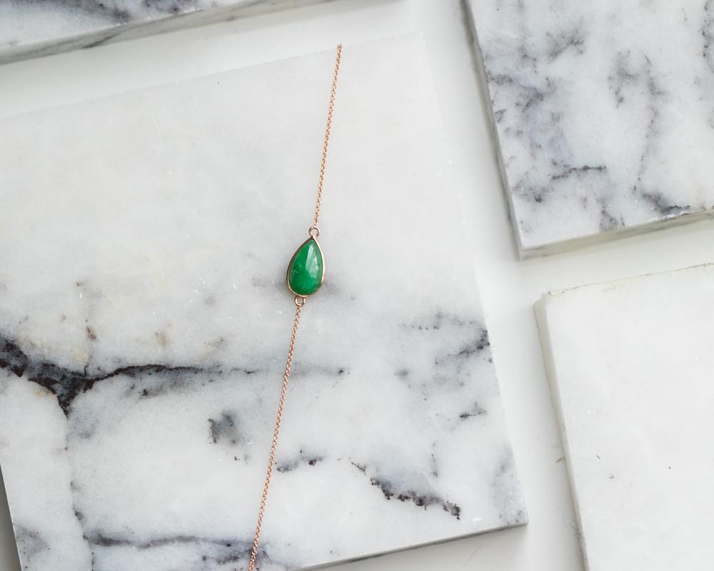 Pear Shaped Jade Bracelet | Rose Gold Chain Bracelets
