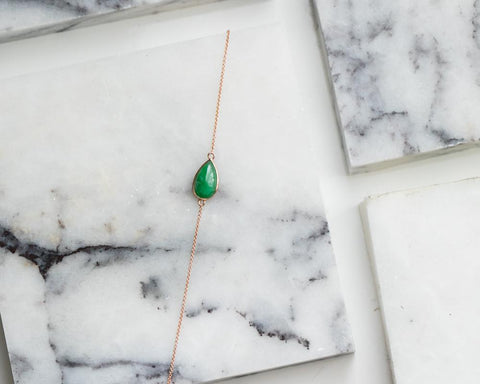 Pear Shaped Jade Bracelet | Rose Gold Chain Bracelets