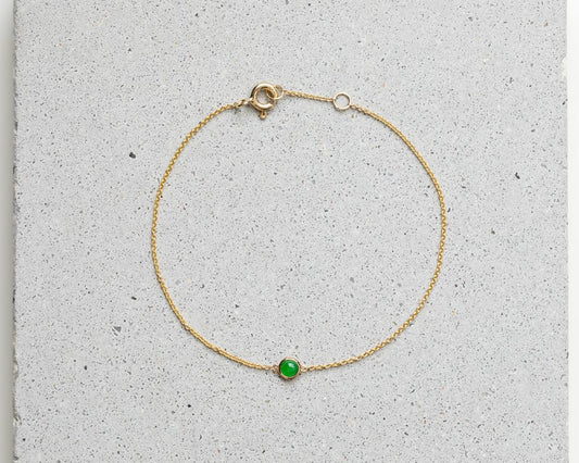 Yellow Gold Translucent Green Jade Bracelet | Grade A Jadeite Bracelets | Jade jewelry by TRACE