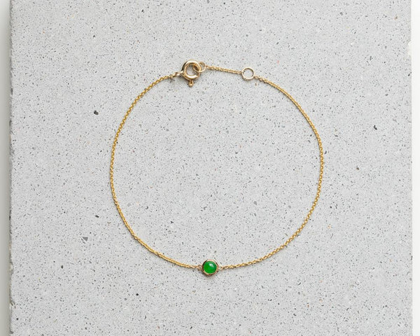 Yellow Gold Translucent Green Jade Bracelet | Grade A Jadeite Bracelets | Jade jewelry by TRACE
