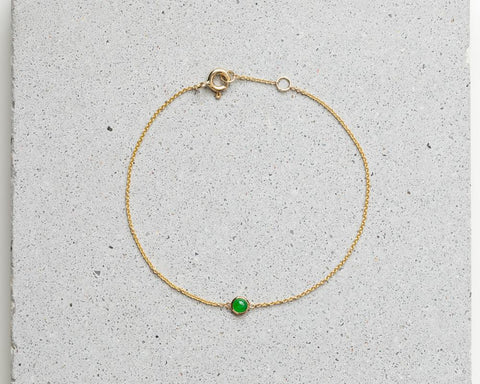 Yellow Gold Translucent Green Jade Bracelet | Grade A Jadeite Bracelets | Jade jewelry by TRACE