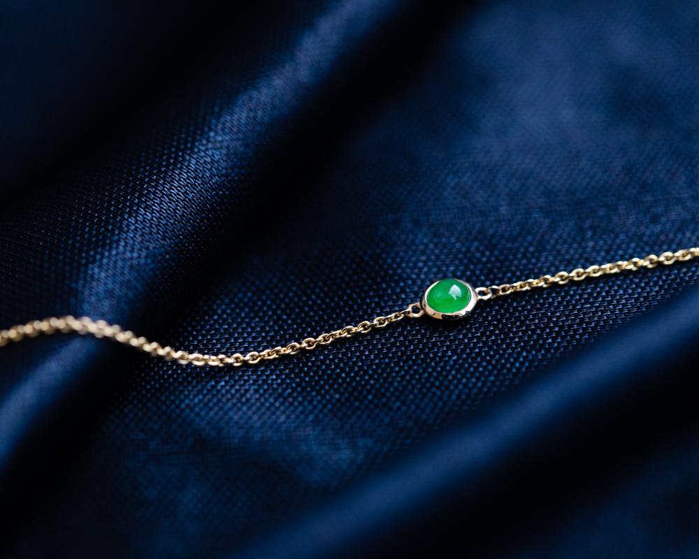 Burmese jade solitaire bracelets for sale | Green solid jade | Jade jewelry by TRACE