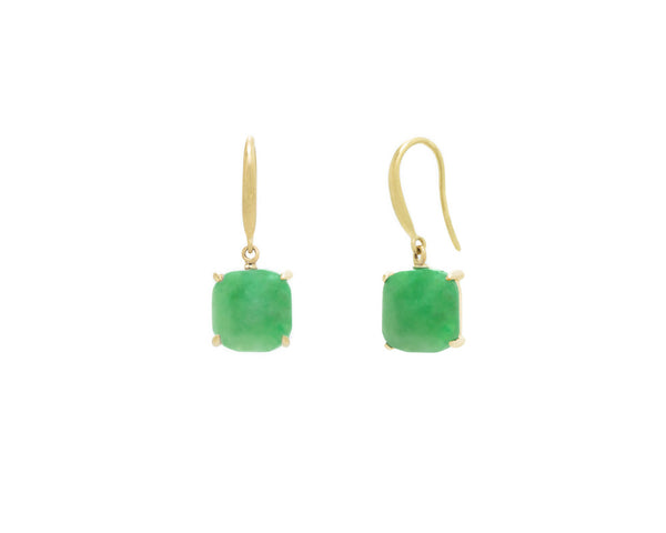 Green Jade Dangle Earrings in Yellow Gold | Modern Jade Designs by TRACE