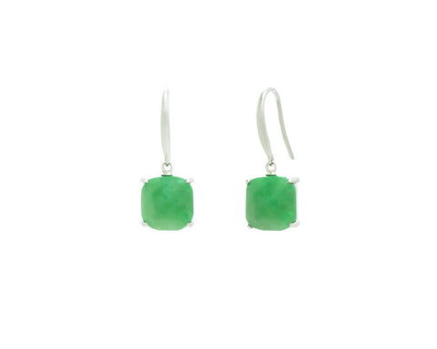 Green Jade Dangle Earrings in White Gold | Modern Jade Designs by TRACE
