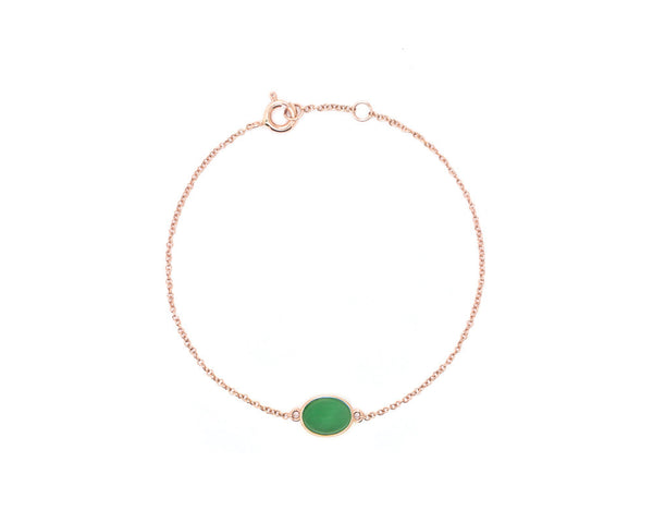 Green Jade Cabochon Bracelet in Rose Gold | Modern Jade Designs by TRACE