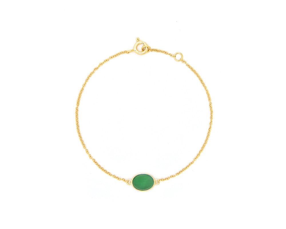 Green Jade Cabochon Bracelet in Yellow Gold | Modern Jade Designs by TRACE