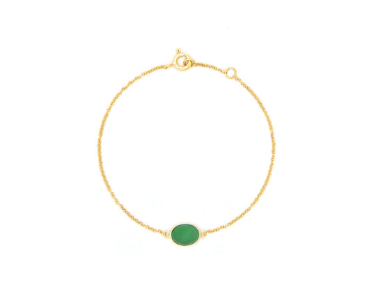 Green Jade Cabochon Bracelet in Yellow Gold | Modern Jade Designs by TRACE