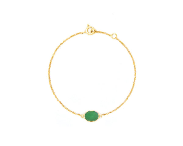 Green Jade Cabochon Bracelet in Yellow Gold | Modern Jade Designs by TRACE