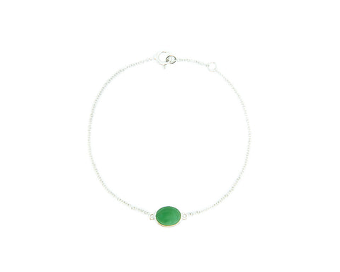 Green Jade Cabochon Bracelet in White Gold | Modern Jade Designs by TRACE